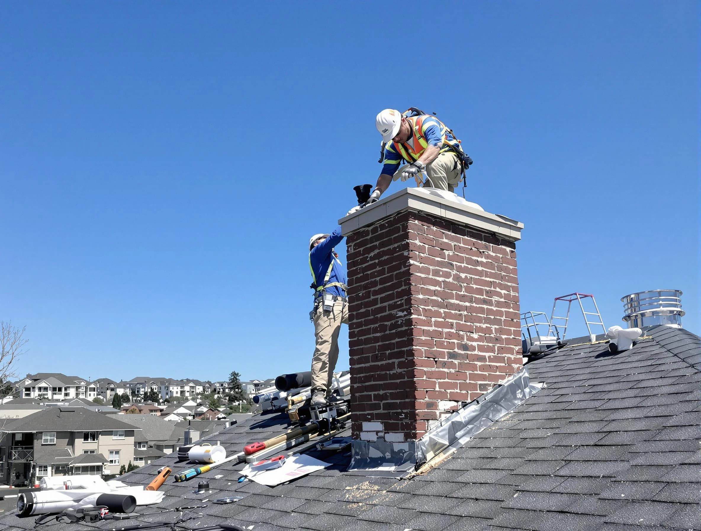 Harrisville Chimney Sweep repairing a chimney crown in Harrisville, UT