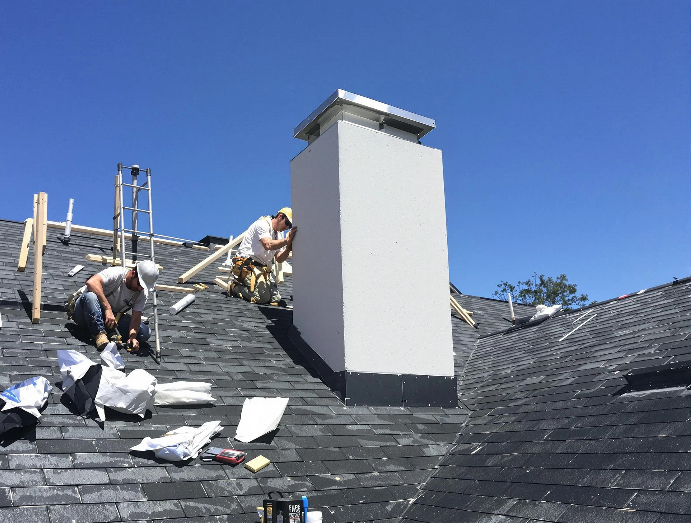 Harrisville Chimney Sweep crew installing a new chimney in Harrisville, UT