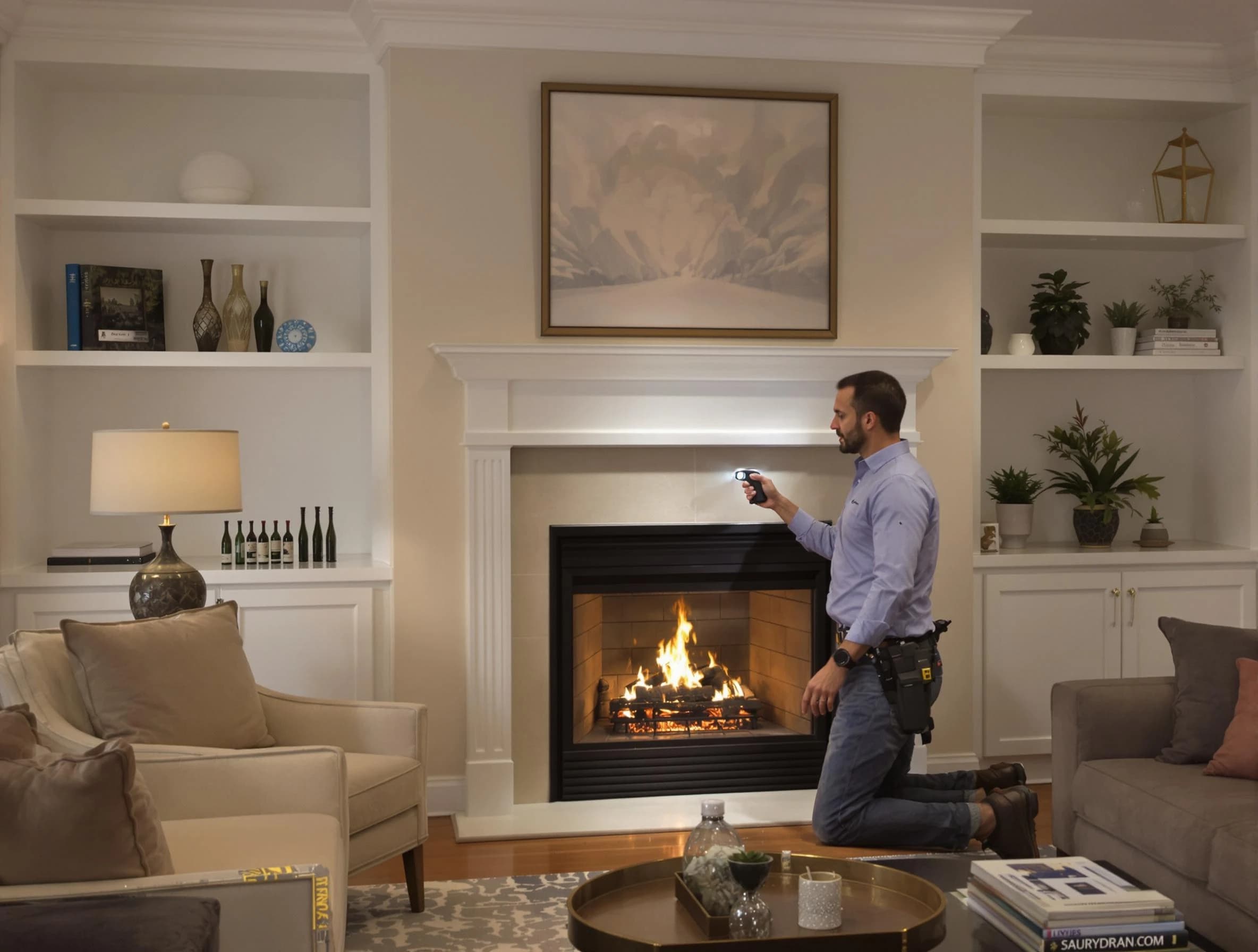 Harrisville Chimney Sweep conducting a fireplace safety inspection in Harrisville, UT