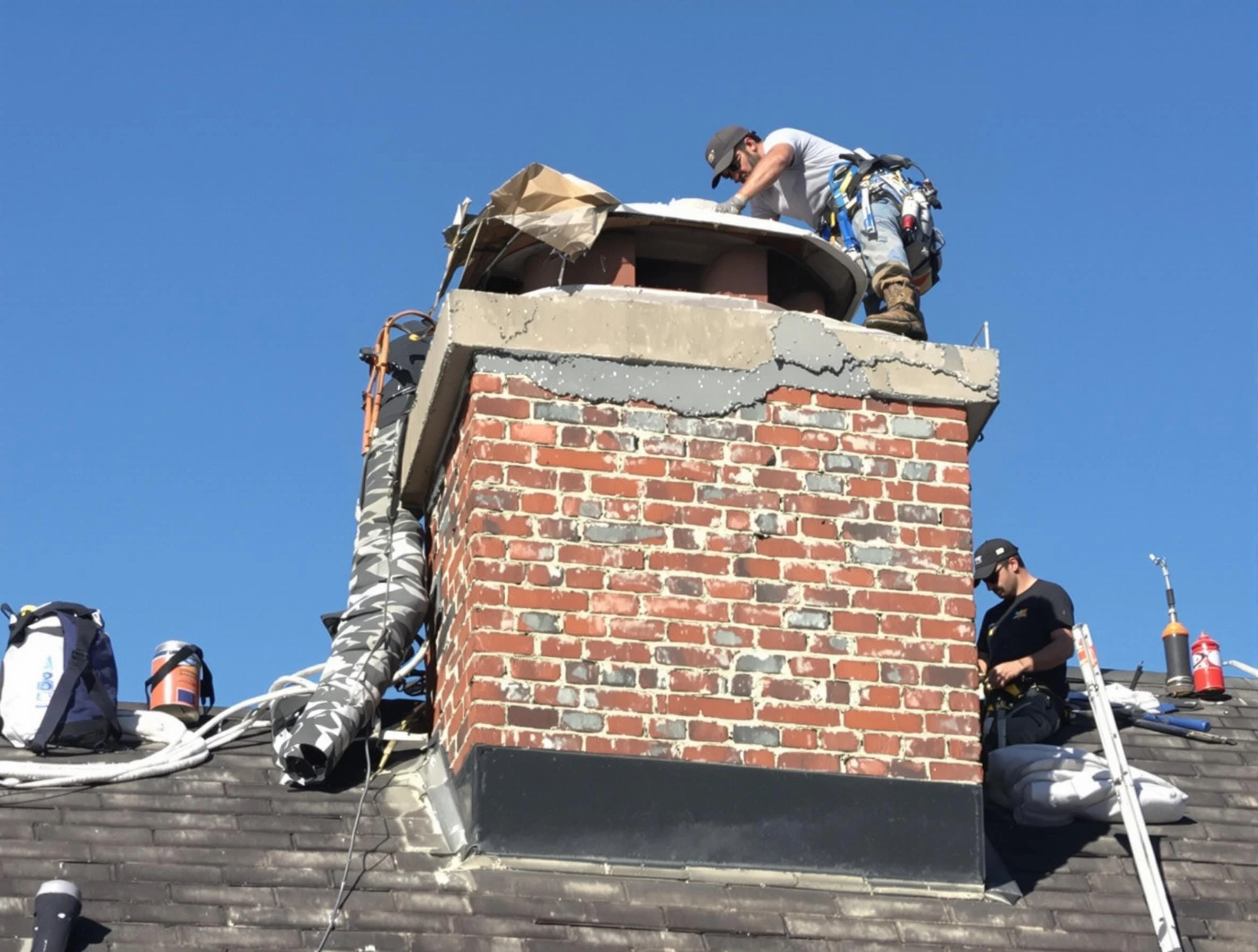 Harrisville Chimney Sweep installing a custom chimney crown in Harrisville, UT