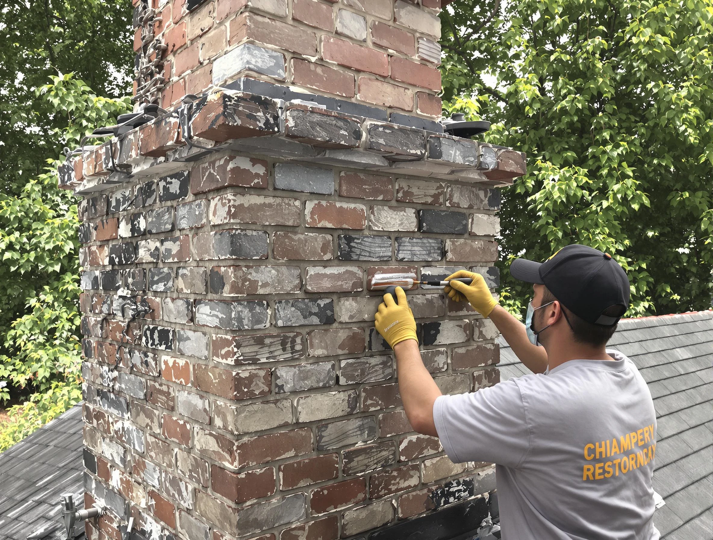 In-progress chimney restoration by Harrisville Chimney Sweep in Harrisville, UT